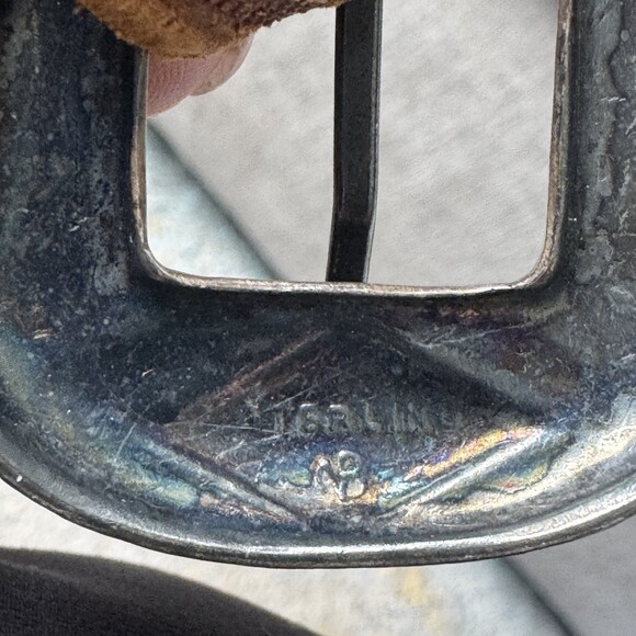 Vintage Sterling Silver Tooled Leather Western Belt womens size XS - Picture 8 of 9